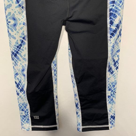 3/$20 Victoria Sport VSX women's black / blue tie dye Knockout Crop Capri SZ S - Picture 6 of 9